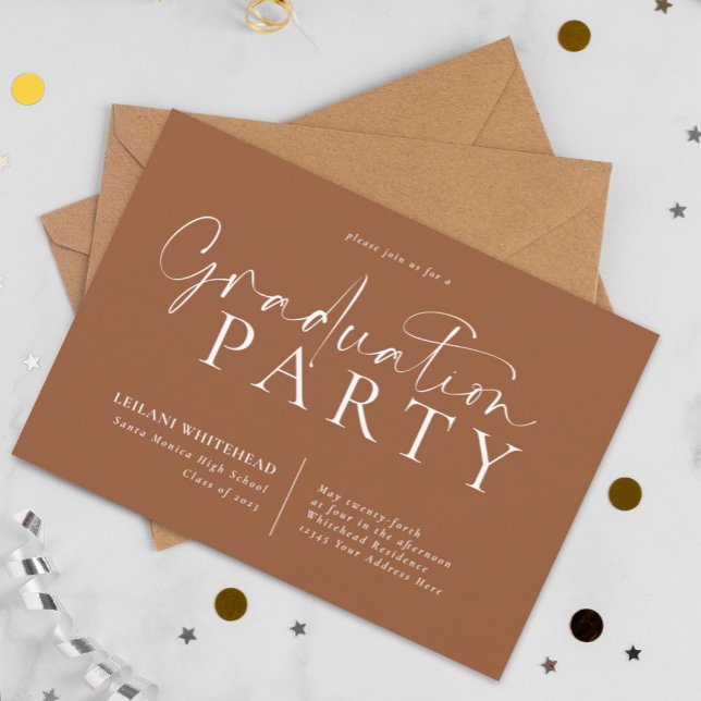 Modern Typography Graduation Party Orange Invitation (Creator Uploaded)