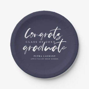 Modern Typography Graduation Party Paper Plate