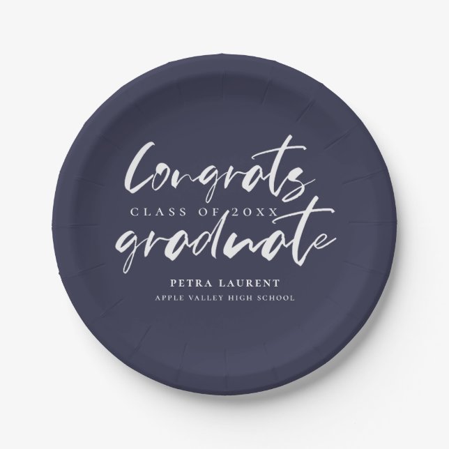 Modern Typography Graduation Party Paper Plate (Front)