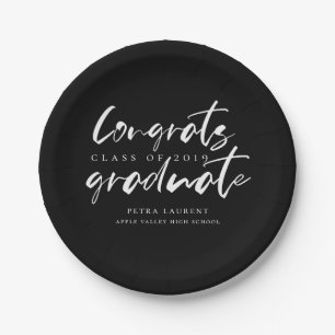 Modern Typography Graduation Party Paper Plate