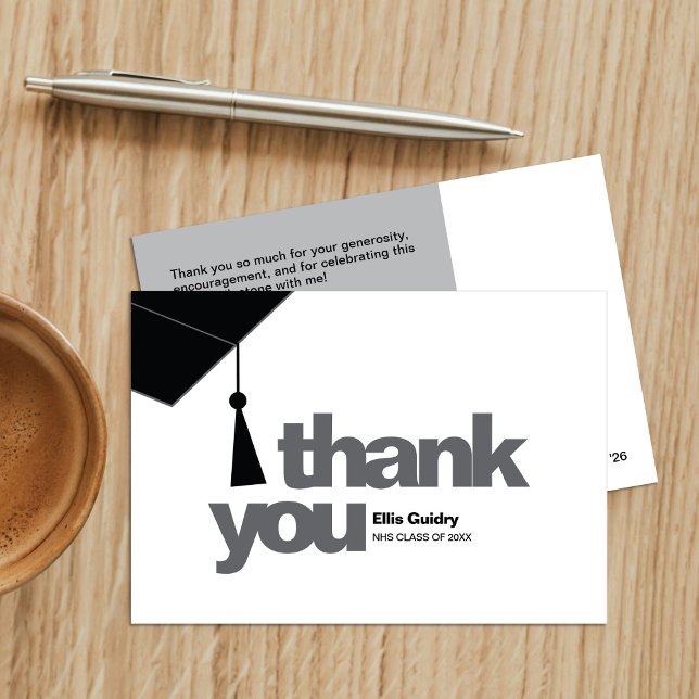 Modern Typography Graduation Thank You Card (Creator Uploaded)