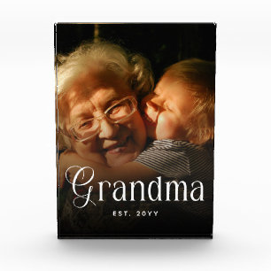 Modern Typography Grandma Custom Photo Gift Block