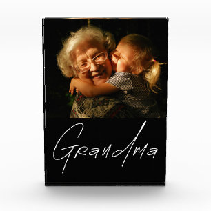 Modern Typography Grandma Custom Photo Gift Block