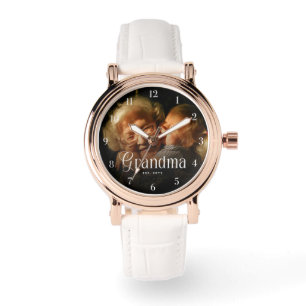 Modern Typography Grandma Custom Photo Gift Watch