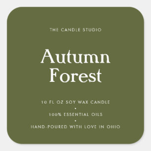 Modern Typography Green Packaging Candle Cosmetics Square Sticker