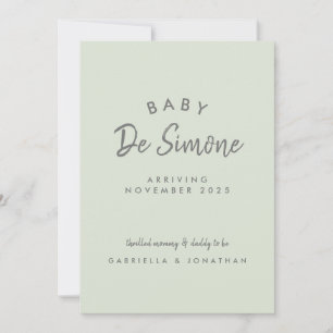 Modern Typography Green Pregnancy Announcement