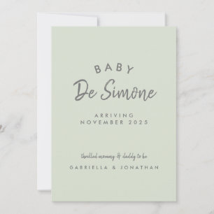 Modern Typography Green Pregnancy Announcement