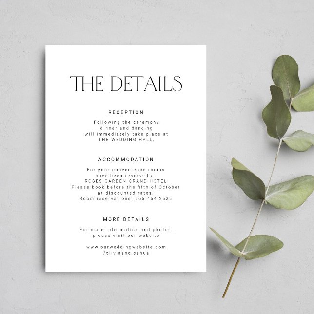 Modern typography guest wedding details enclosure card (Creator Uploaded)