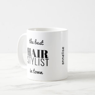 Modern typography hairstylist profession funny coffee mug