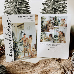 Modern Typography Happy Holidays One Photo Holiday Card