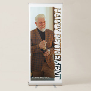 Modern Typography Happy Retirement Party Photo Retractable Banner