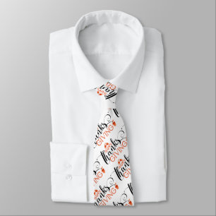 Modern Typography Happy Thanksgiving Pattern Tie