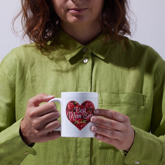 Modern Typography Heart Best Mum Ever Mothers Day Coffee Mug (Creator Uploaded)