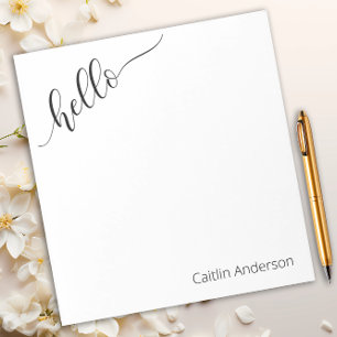 Modern Typography "Hello" Black & White Notepad