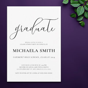 Modern Typography High School Graduation Party  Invitation