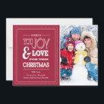Modern Typography Holiday Christmas Photo Card<br><div class="desc">Stylish White & Red Love & Joy for the Holidays typography Christmas Photo card.</div>