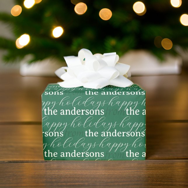 Modern Typography Holiday Pattern Custom Family Wrapping Paper (Creator Uploaded)