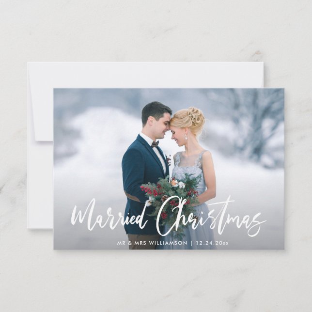 Modern Typography holiday wedding announcement (Front)