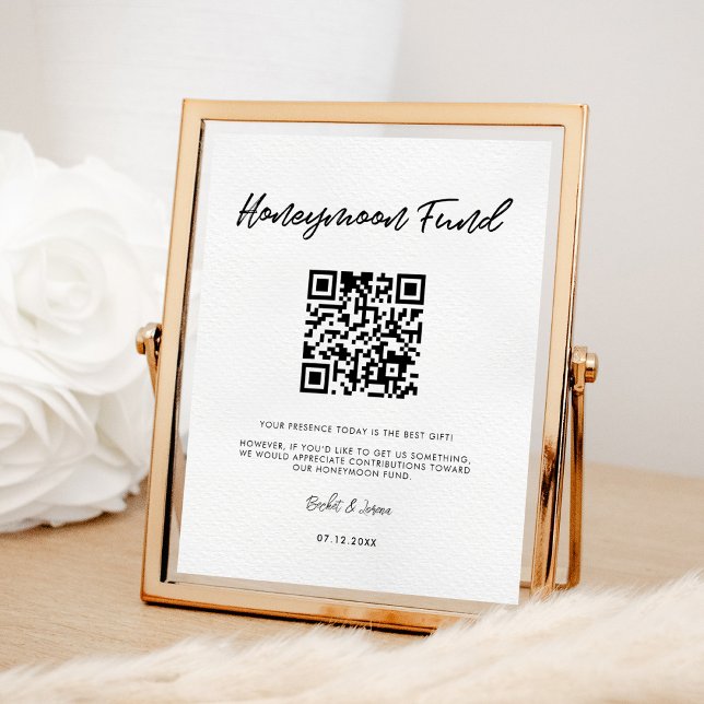 Modern typography Honeymoon fund QR code Poster (Creator Uploaded)