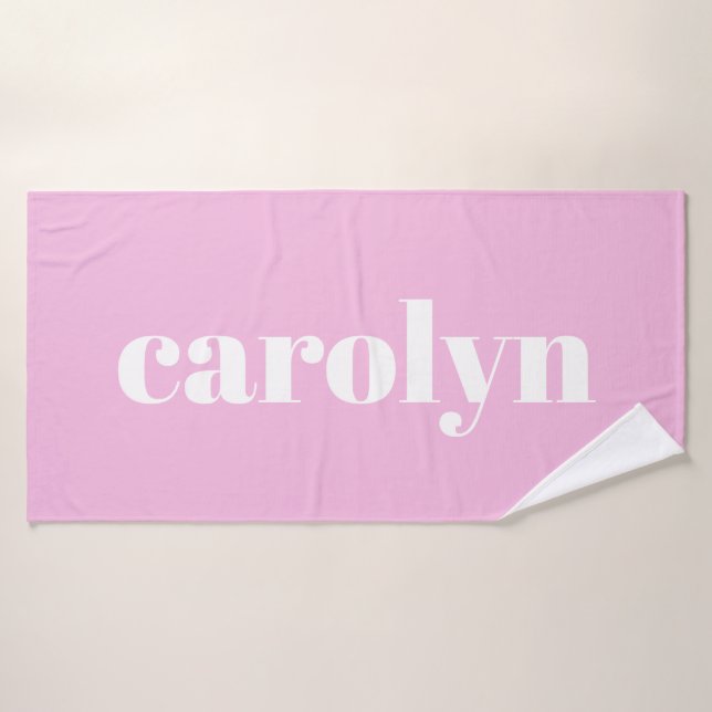 Modern Typography in Pink Personalised Name   Bath Towel (Bath Towel)