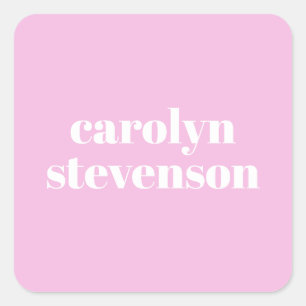 Modern Typography in Pink Personalised Name  Square Sticker