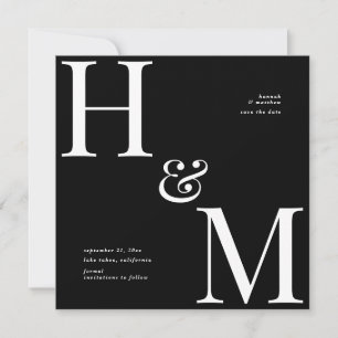 Modern typography initials wedding save the date holiday card
