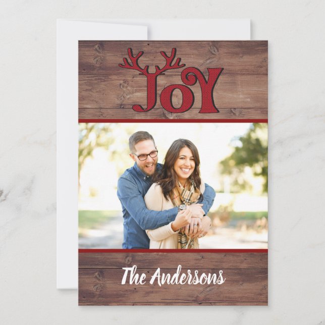 Modern typography  joy holiday photo card (Front)