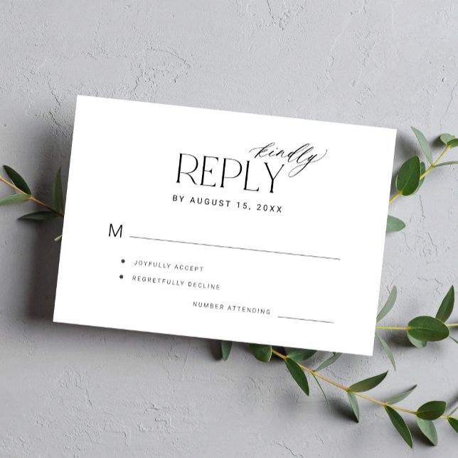 Modern typography kindly reply wedding RSVP card (Creator Uploaded)