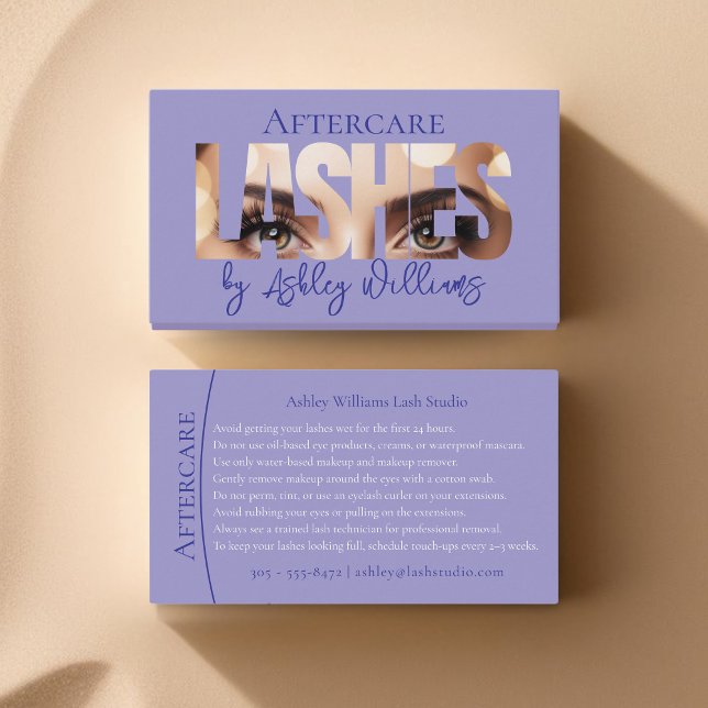Modern typography "LASHES by" aftercare Business Card (Creator Uploaded)