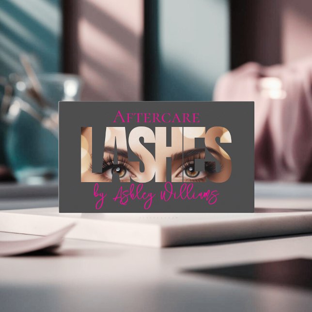 Modern typography "LASHES by" aftercare Business Card (Creator Uploaded)