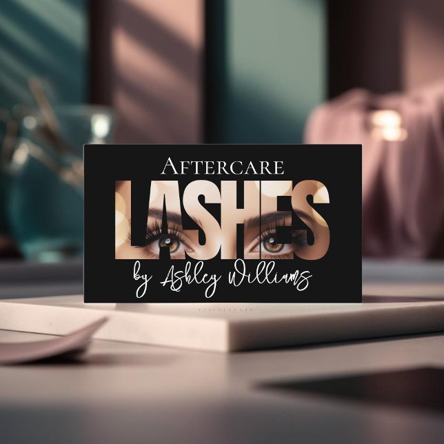 Modern typography "LASHES by" aftercare Business Card (Creator Uploaded)
