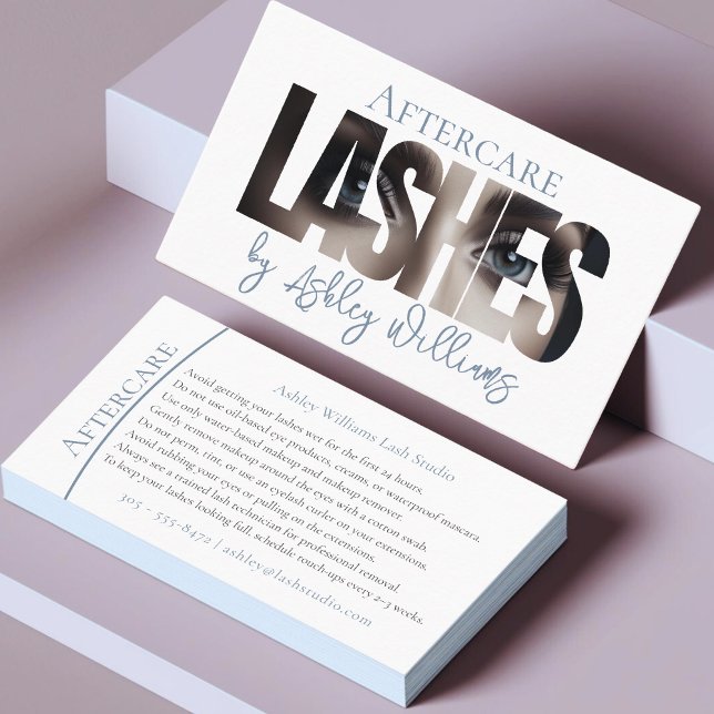 Modern typography "LASHES by" aftercare Business Card (Creator Uploaded)