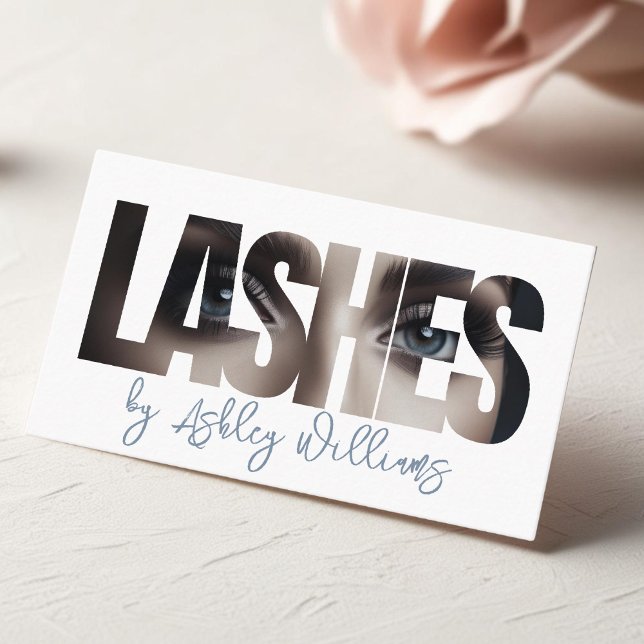 Modern typography "LASHES by" lash artist Business Card (Creator Uploaded)