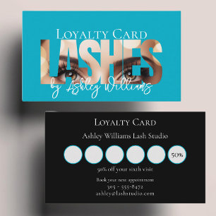 Modern typography "LASHES by" lash artist Loyalty Card