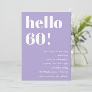 Modern Typography Lavender 60th Birthday Party Invitation