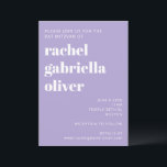 Modern Typography Lavender Purple Bat Mitzvah Invitation<br><div class="desc">Bold Typography Lavender Purple Simple Modern Bat Mitzvah Invitation</div>