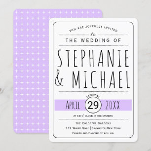 Modern typography lavender wedding rounded invitation
