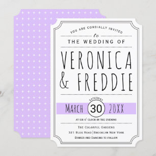 Modern typography levender purple wedding invitation