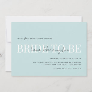 Modern Typography   Light Blue Bridal Shower Invitation