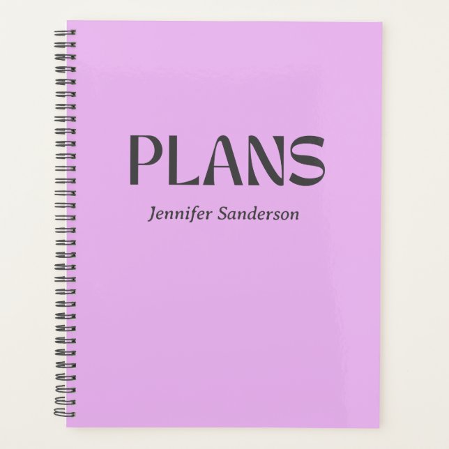 Modern Typography Lilac Purple Personalised Planner (Front)