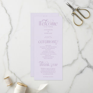 Modern Typography Lilac Wedding Program Programme