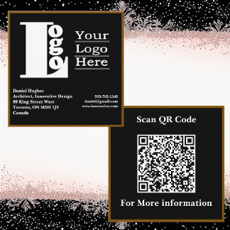 Modern Typography Logo Company QR Code Minimalist  Square Business Card