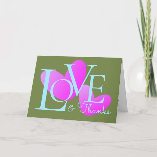 Modern Typography Love And Thanks Text Design Card (Front)