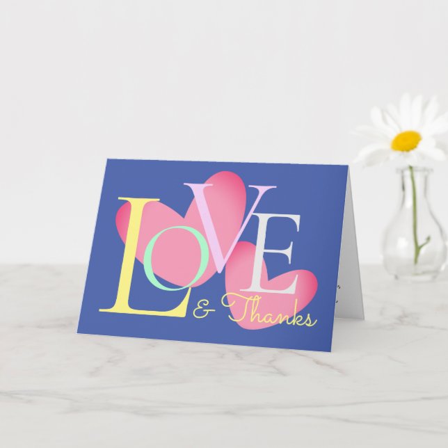 Modern Typography Love And Thanks Text Design Card (Small Plant)