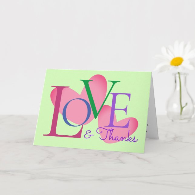 Modern Typography Love And Thanks Text Design Card (Small Plant)