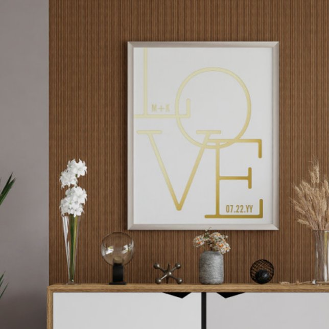 Modern Typography Love Initials Wedding Date Gold Foil Prints (Creator Uploaded)