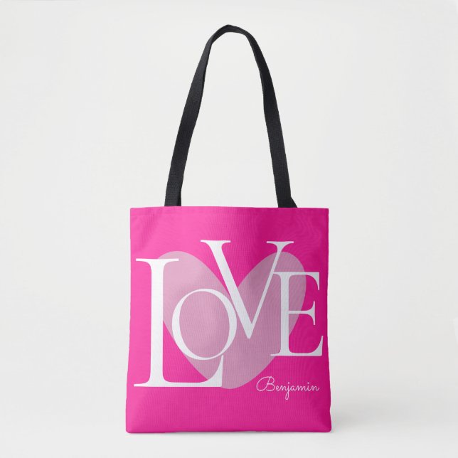 Modern Typography LOVE Text Design Tote Bag (Front)