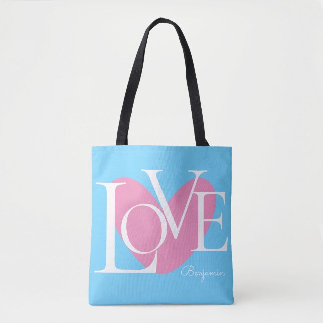 Modern Typography LOVE Text Design Tote Bag (Front)