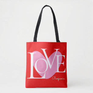 Modern Typography LOVE Text Design Tote Bag