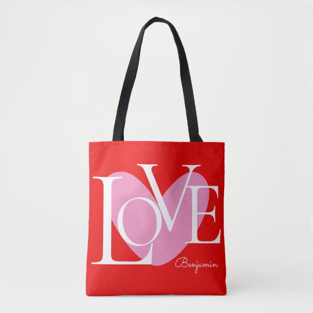 Modern Typography LOVE Text Design Tote Bag (Front)